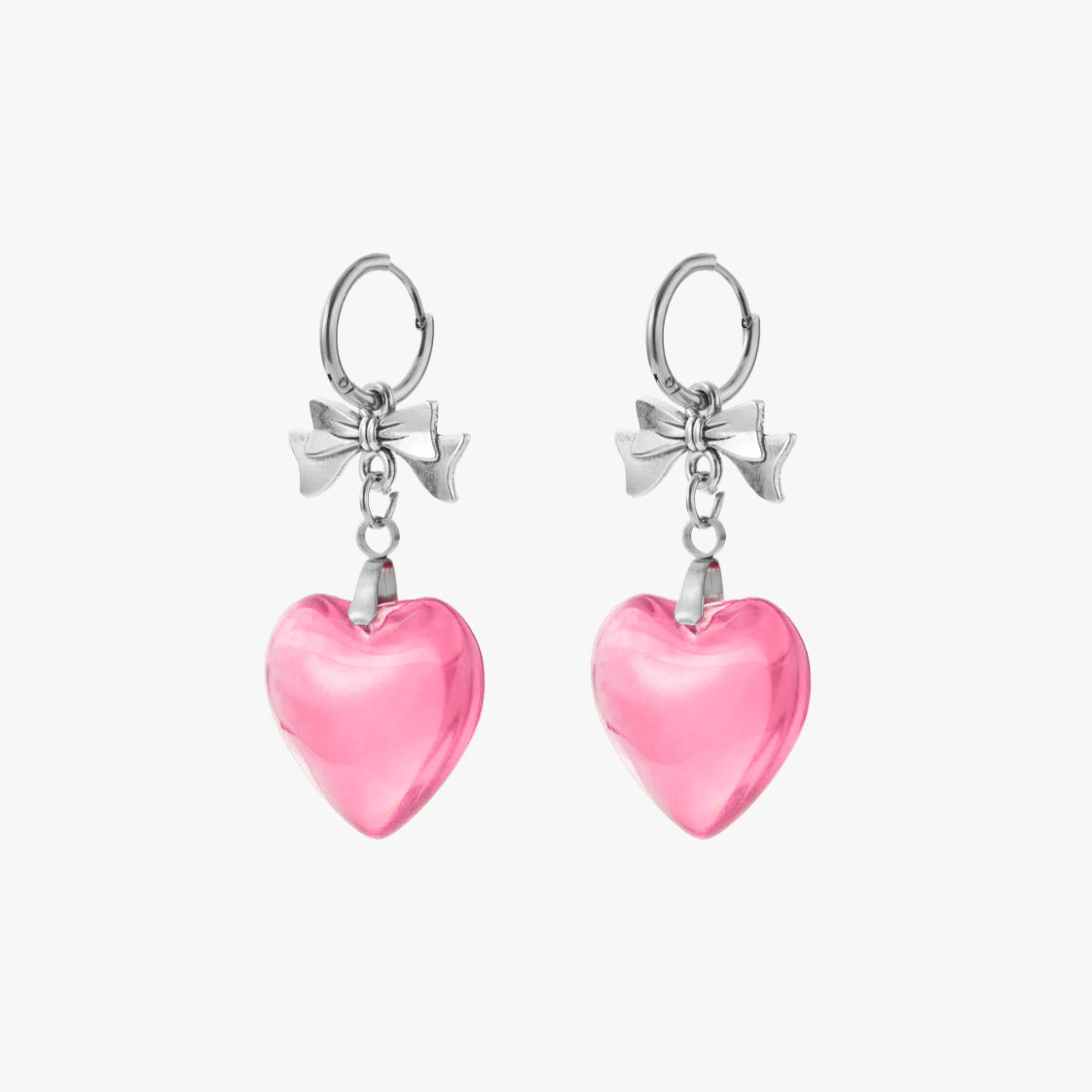 Ribbon Glass Heart Earrings
