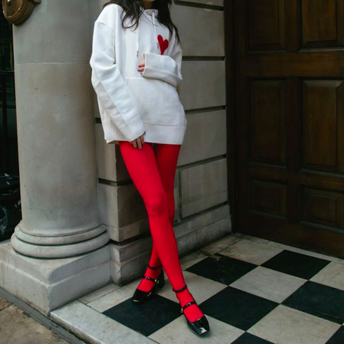 Cherry Red Velvet Solid Tights