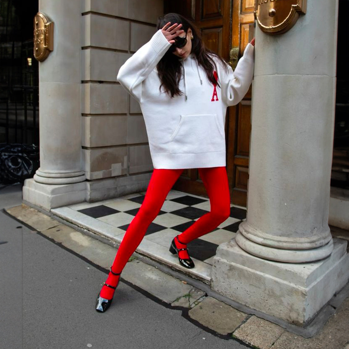 Cherry Red Velvet Solid Tights