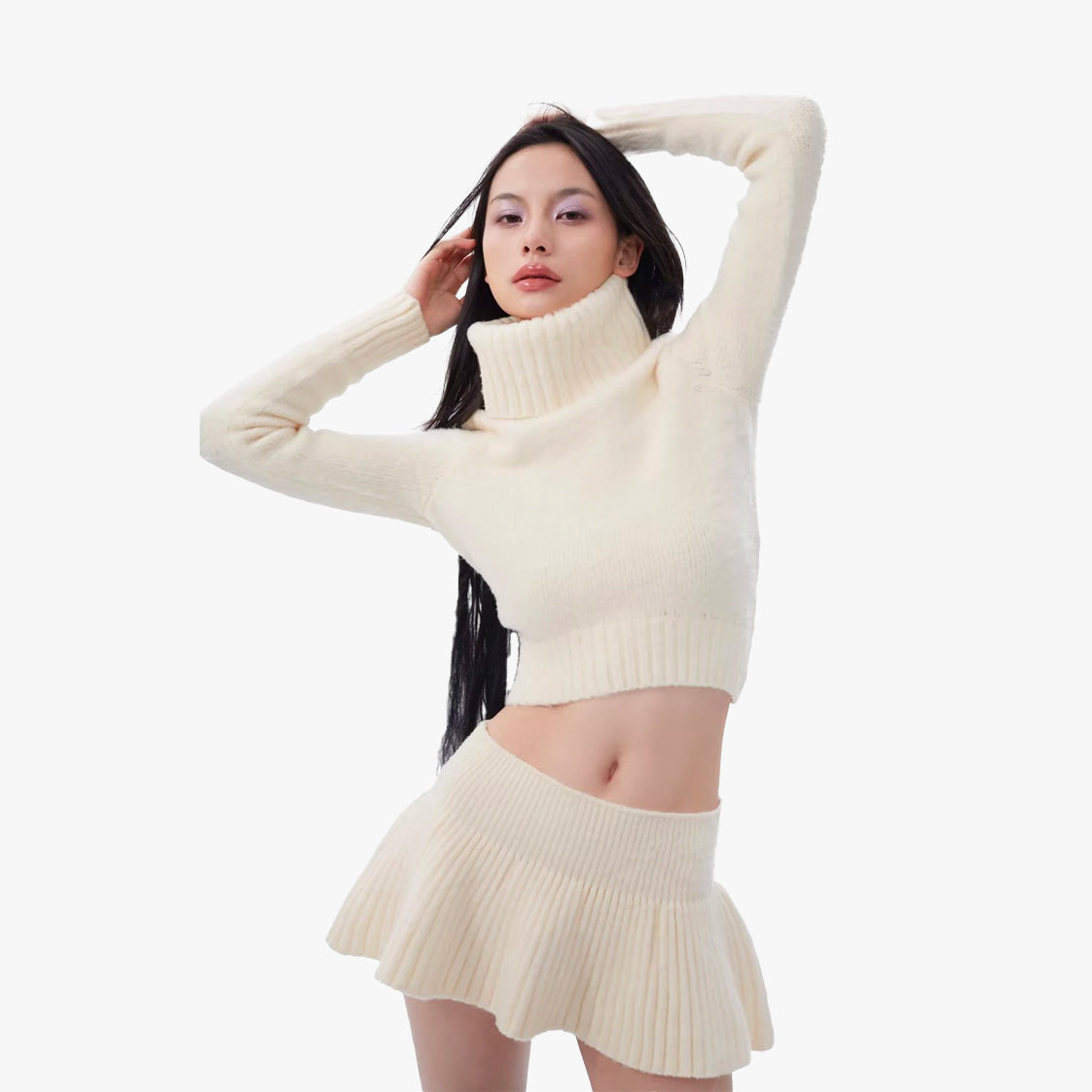 Luvie Knitted High Waist Mini Skirt Set