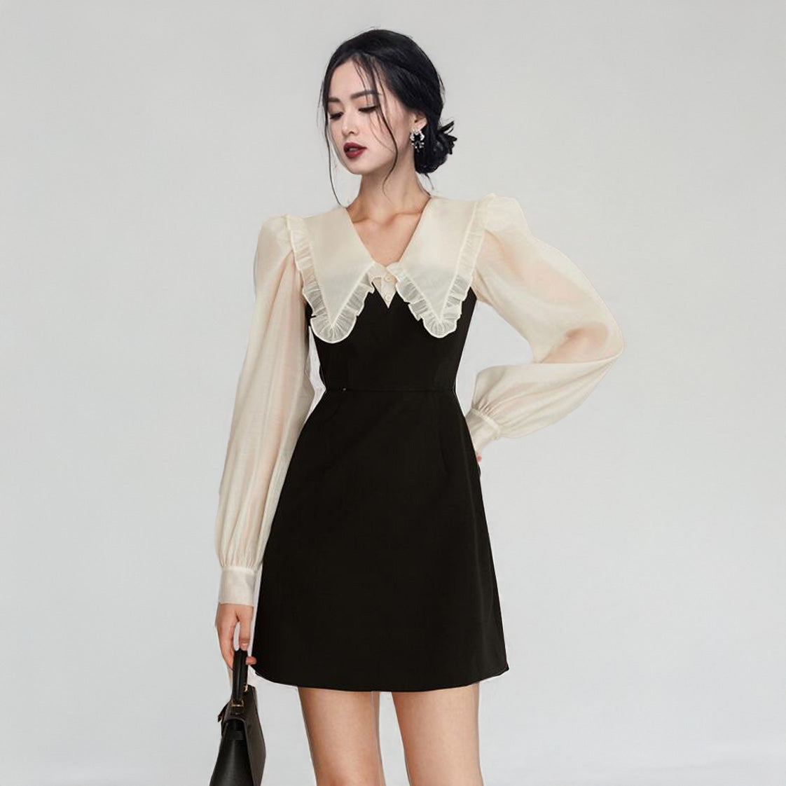 Korean Peter Pan Collar Mini Dress