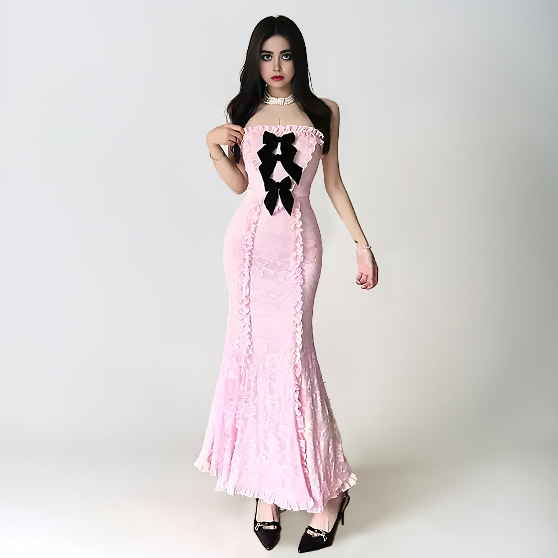 Dollette Bow Lace A Line Dress