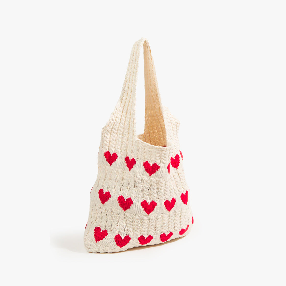 Hearts Knitted Tote Bag