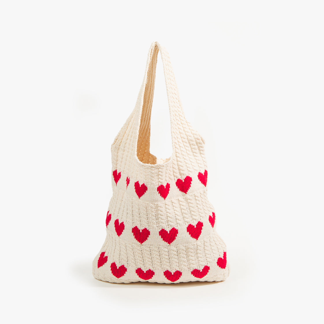 Hearts Knitted Tote Bag