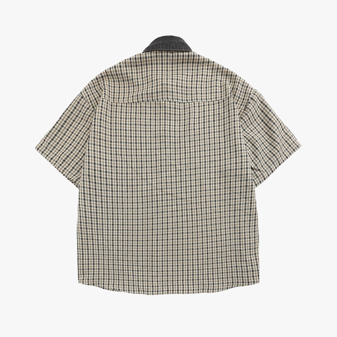 Retro Patchwork Denim Collar Shirt
