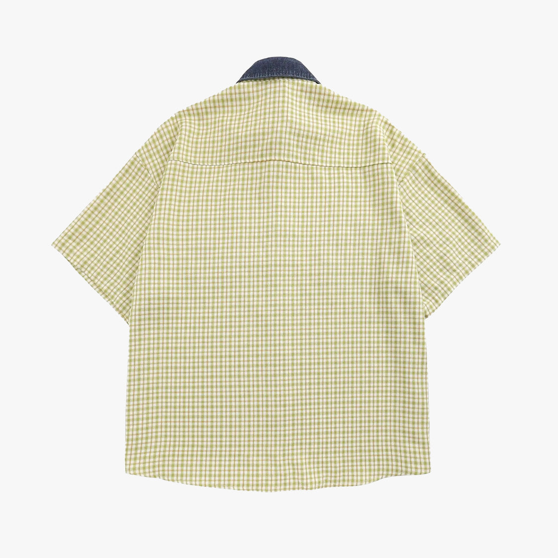 Retro Patchwork Denim Collar Shirt