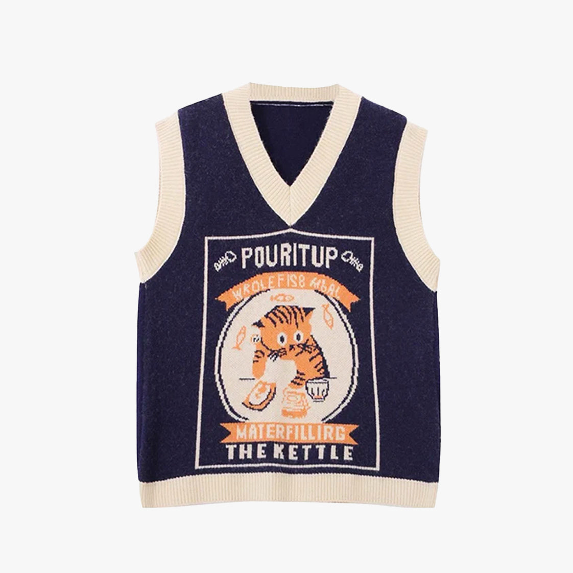 Orange Cat Knitted Vest