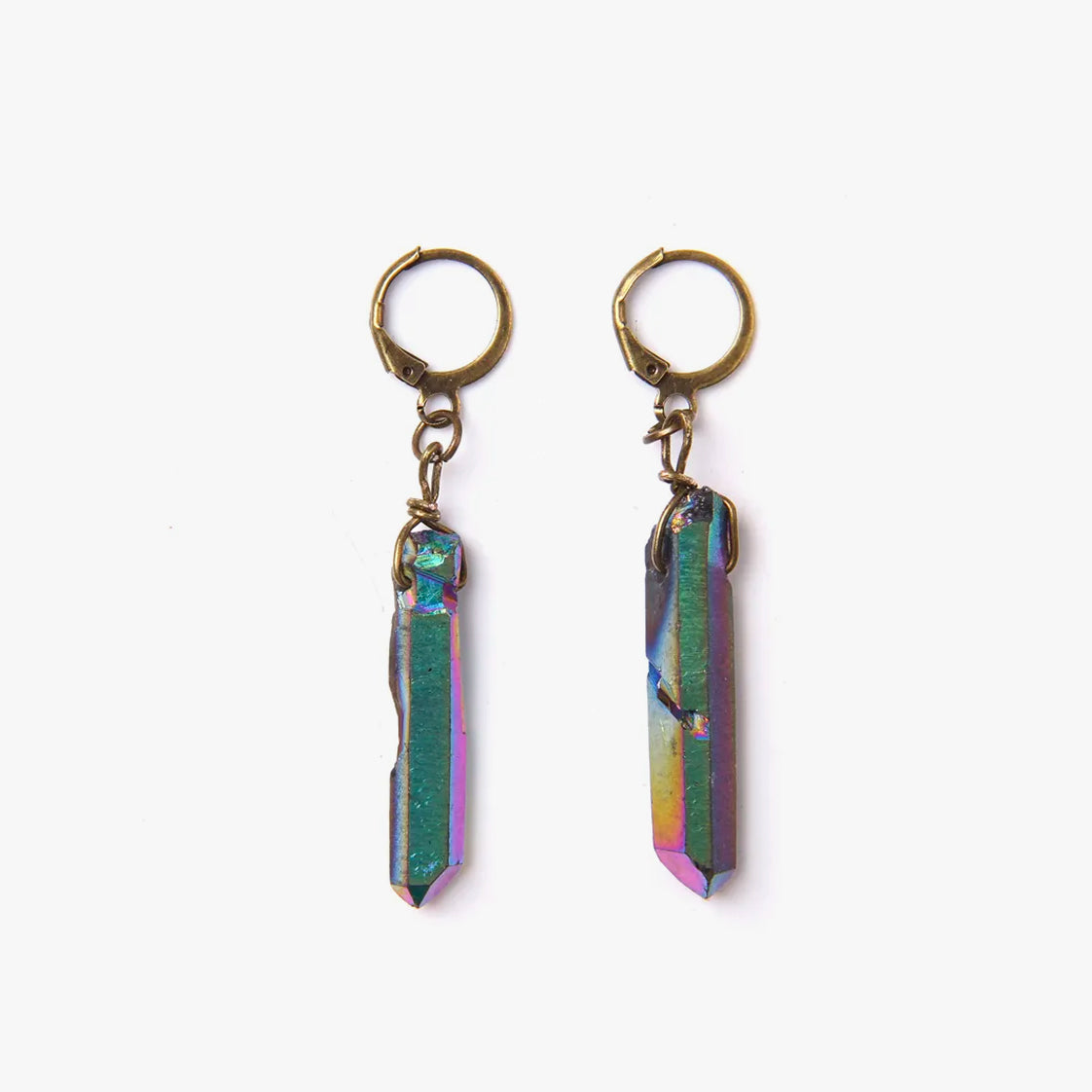 Natural Raw Crystal Silver Earrings