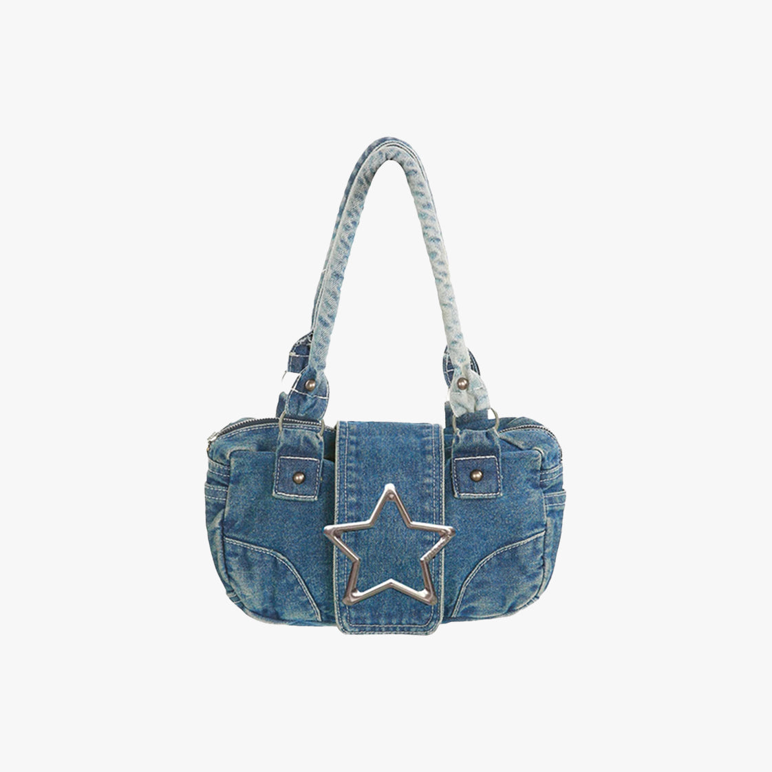 Y2K Star Buckle Denim Handbag