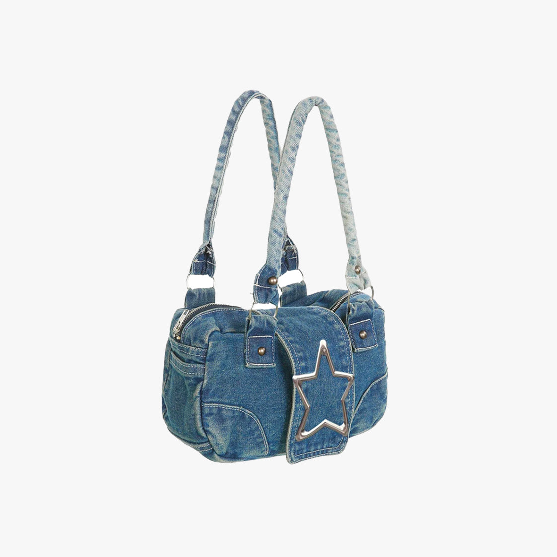 Y2K Star Buckle Denim Handbag