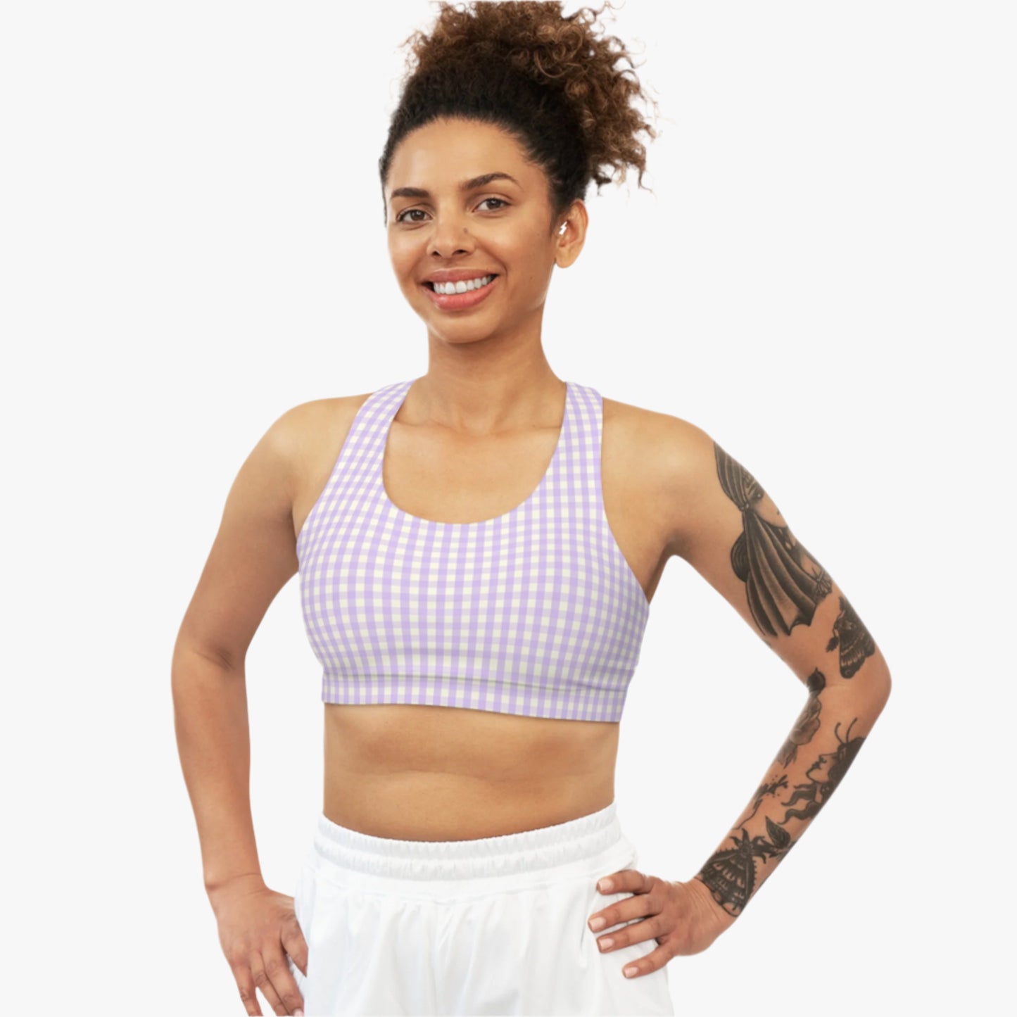 Gingham Soft Girl Seamless Sports Bra