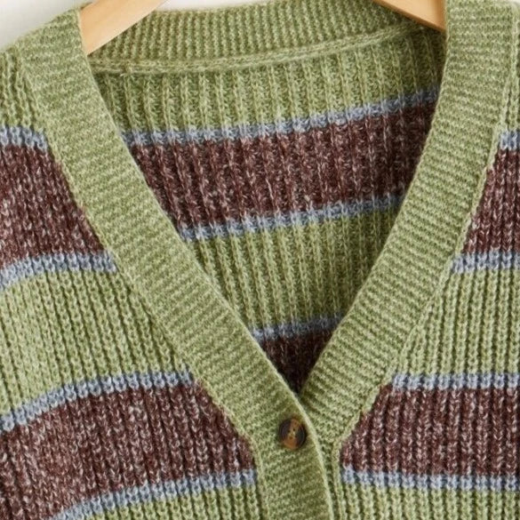 Rain & Leaves Striped Knitted Cardigan