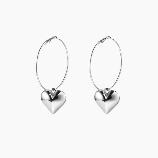 Nova Silver Heart Hoop Earrings