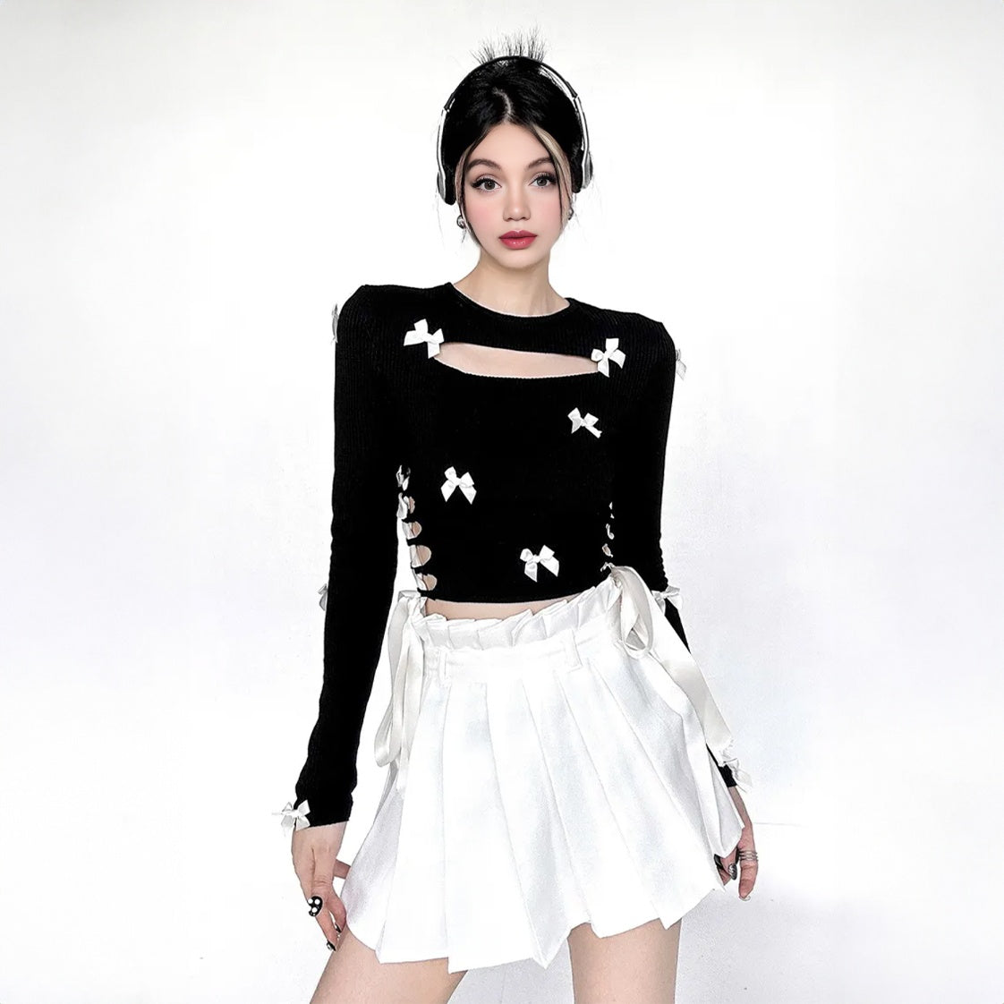 Aesthetic Bow Long Sleeve Knit Top