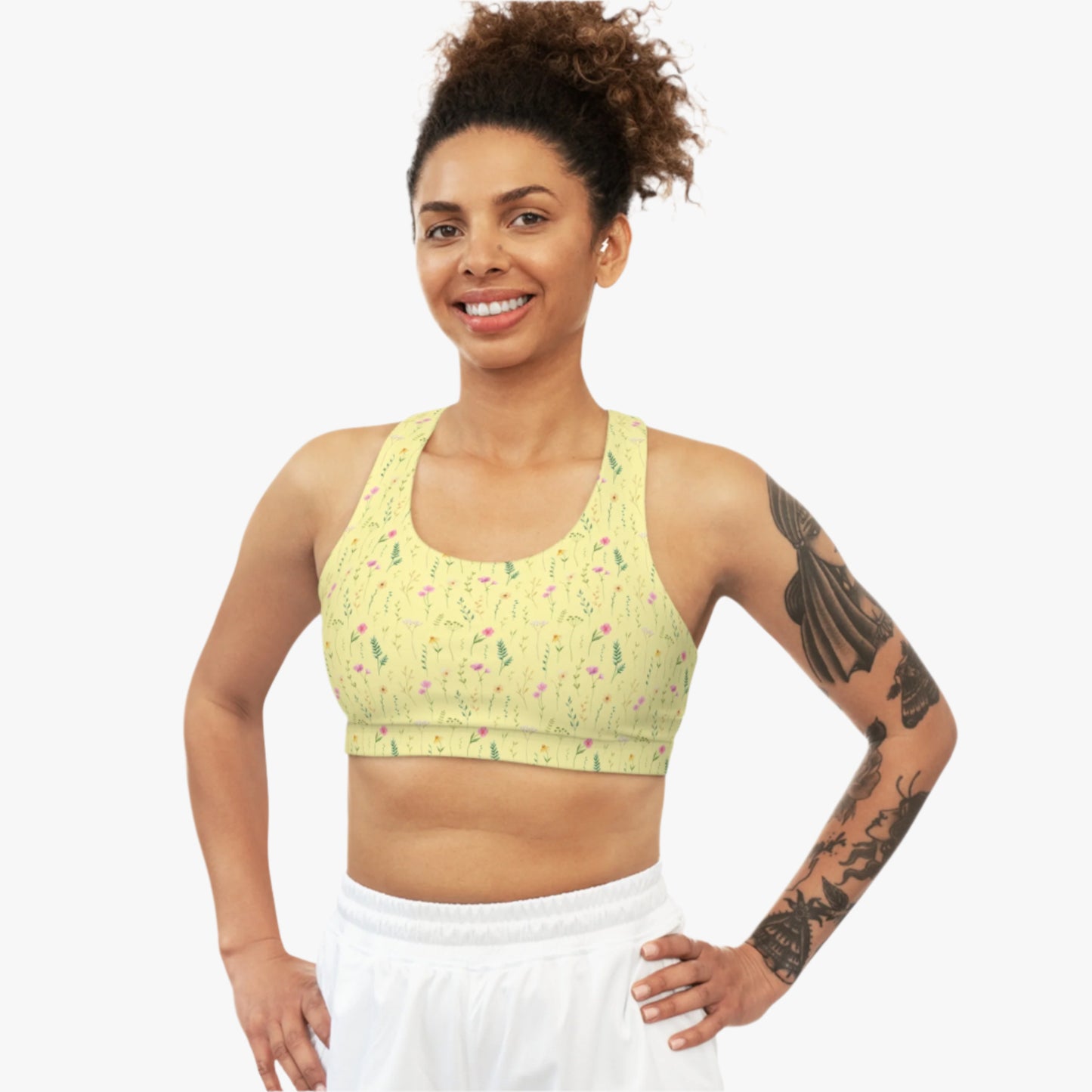 Soft Girl Floral Seamless Sports Bra