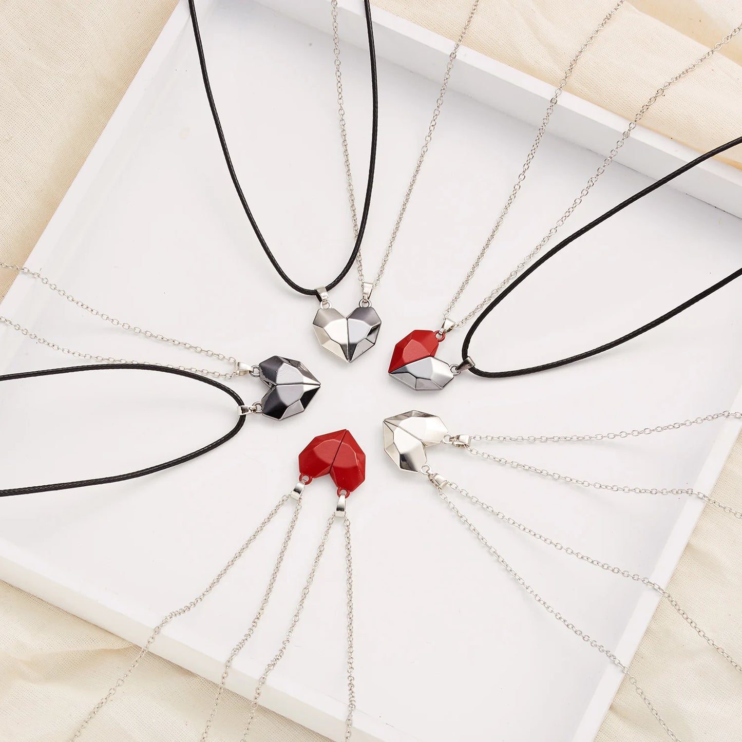 Magnetic Heart 2 Necklaces Set