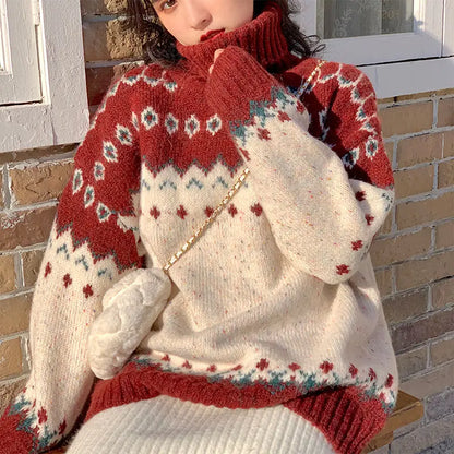 Retro Christmas Ugly Turtleneck Sweater