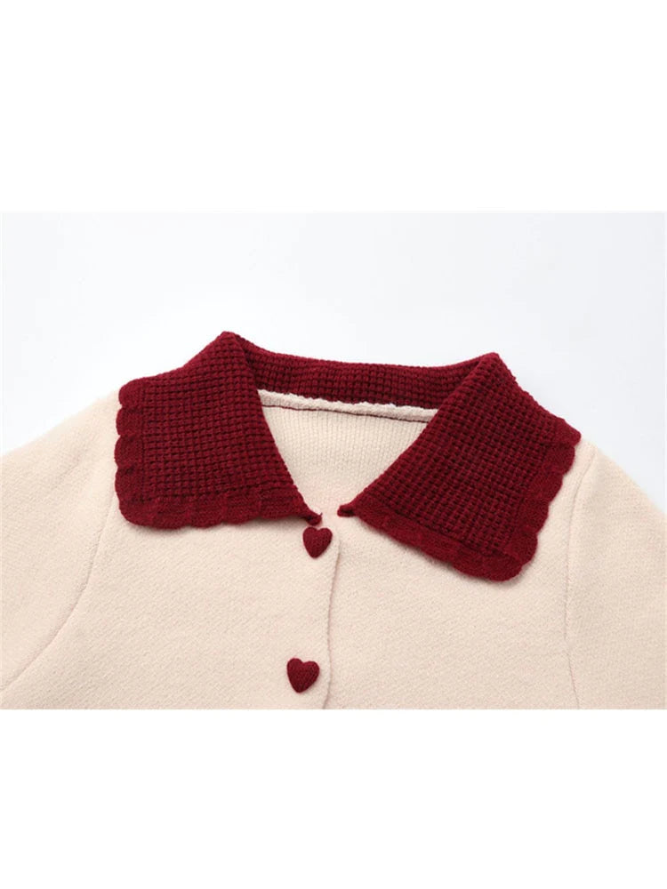 Aesthetic Red Contrast Cardigan