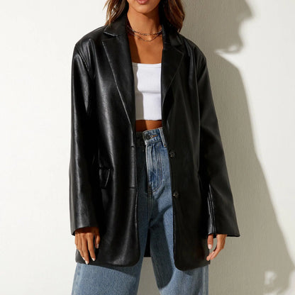 City Girl Faux Leather Blazer