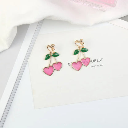 Y2K Heart Cherry Earrings