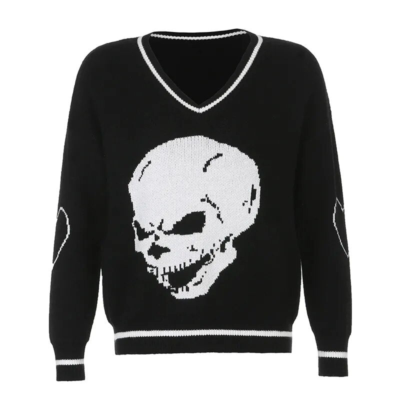 Y2K Cute Skull Sweater