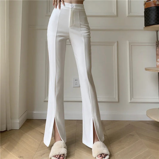 Elegant Flared Split Trousers