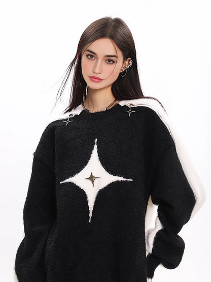 Hollow Star Open-Shoulder Sweater