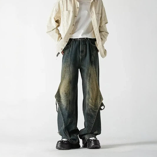 Vintage Straight-Leg Distressed Jeans