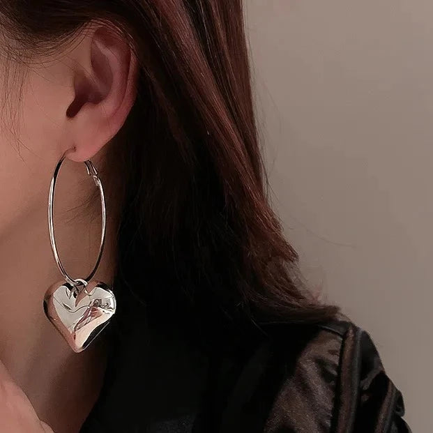 Nova Silver Heart Hoop Earrings