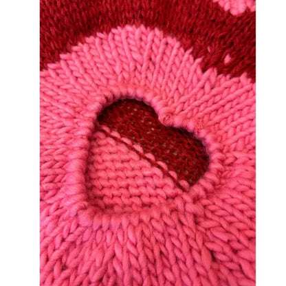 Y2k Hollow Heart Cropped Sweater