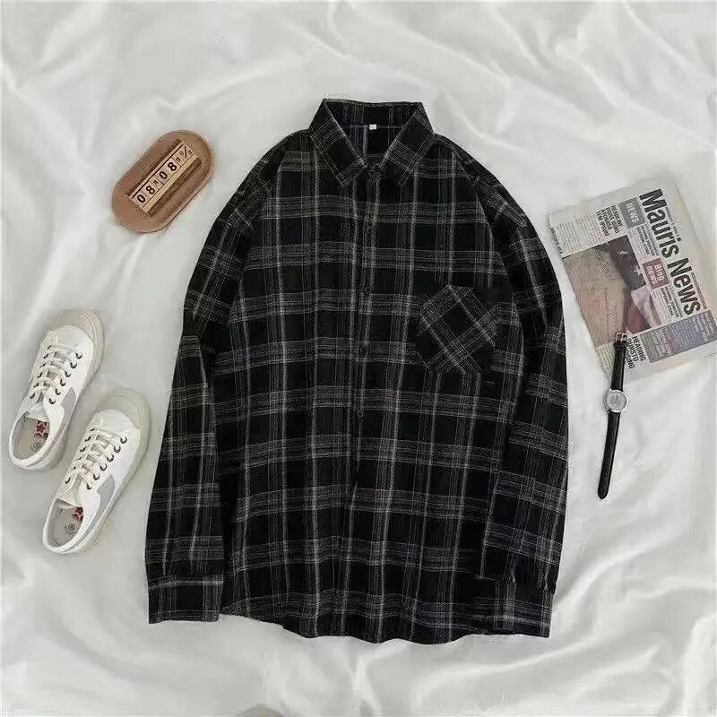 Grunge Oversized Plaid Shirt