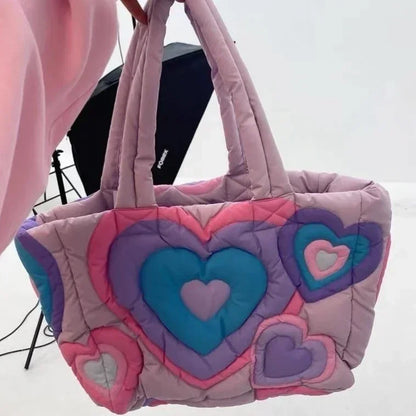 3D Heart Quilted Tote