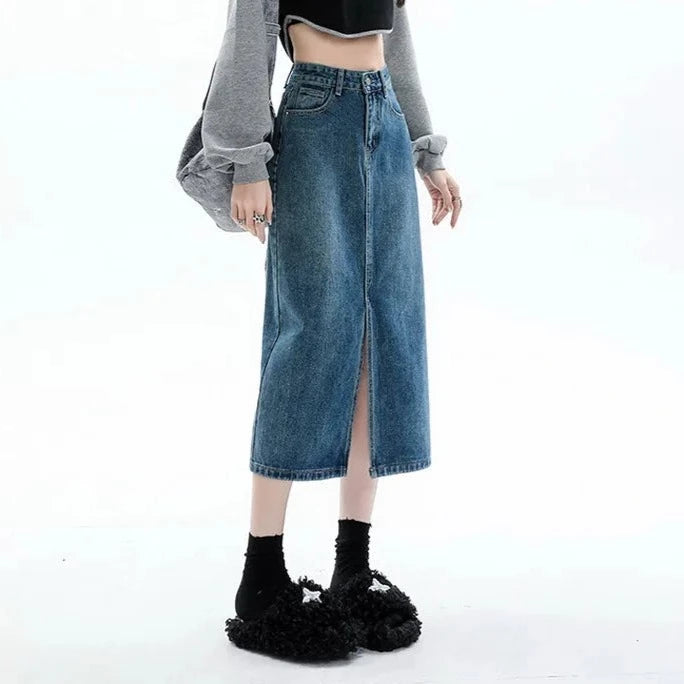 Carrie Aesthetic Long Denim Skirt – Kultur and Co