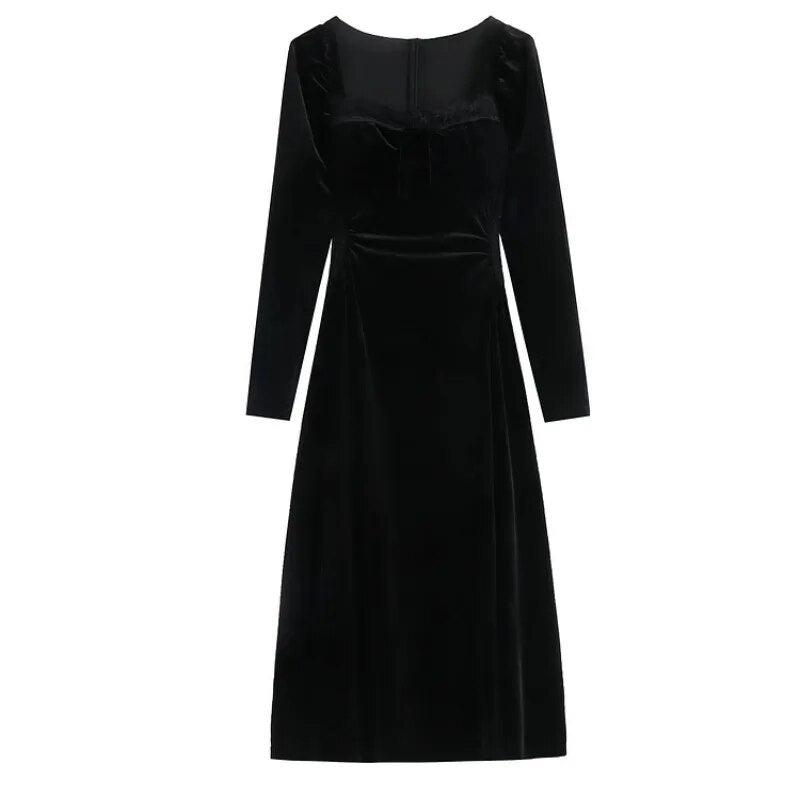 Gothika Black Velvet Long Sleeve Dress