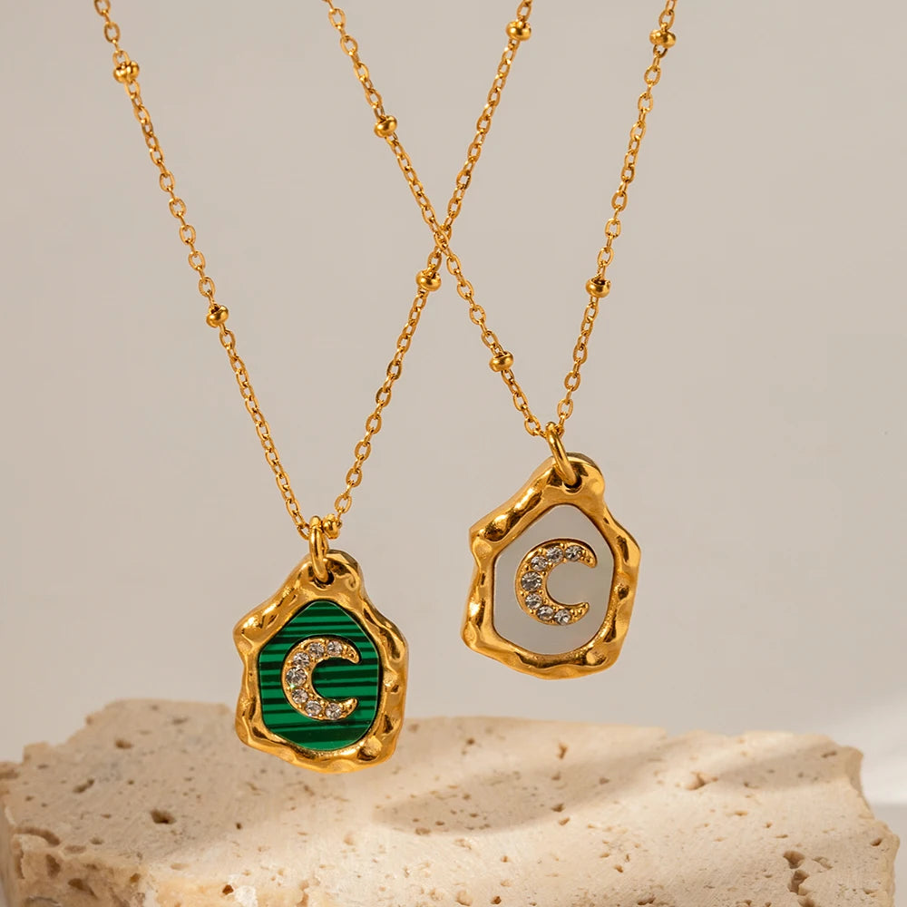 Whimsical Golden Moon Pendant Necklace