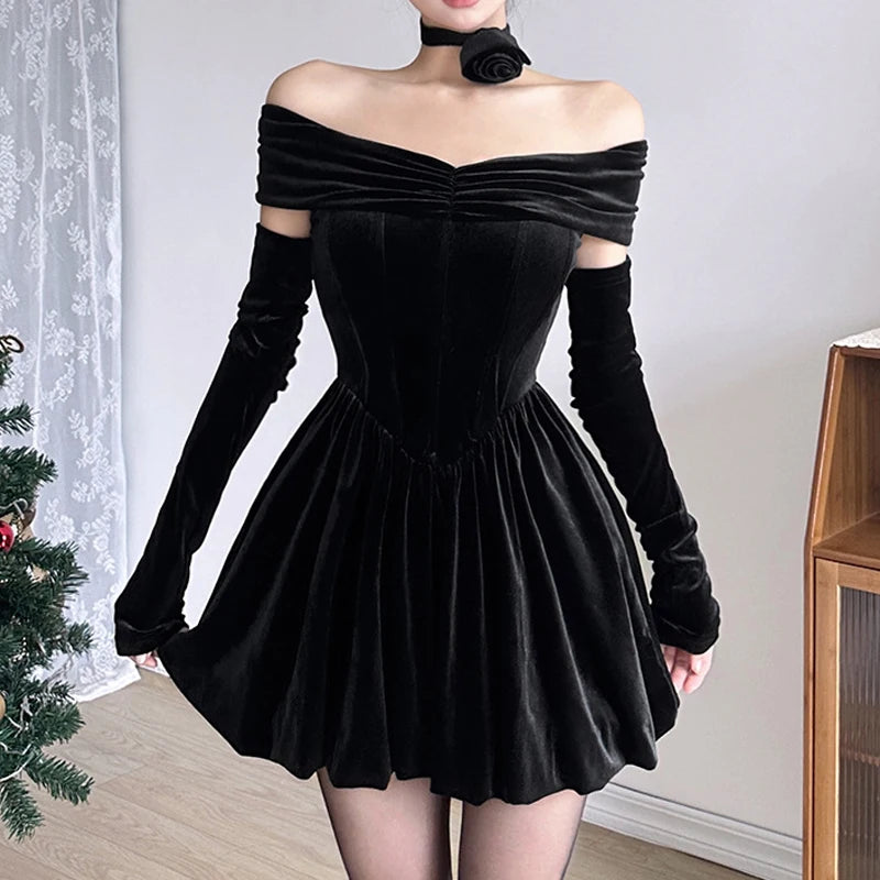 Romantic Goth Velvet Corset Dress