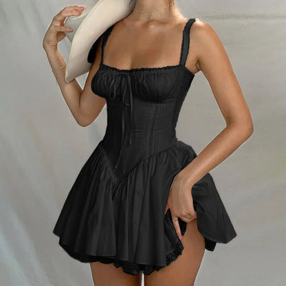 Coquette Lace Trim Corset Dress