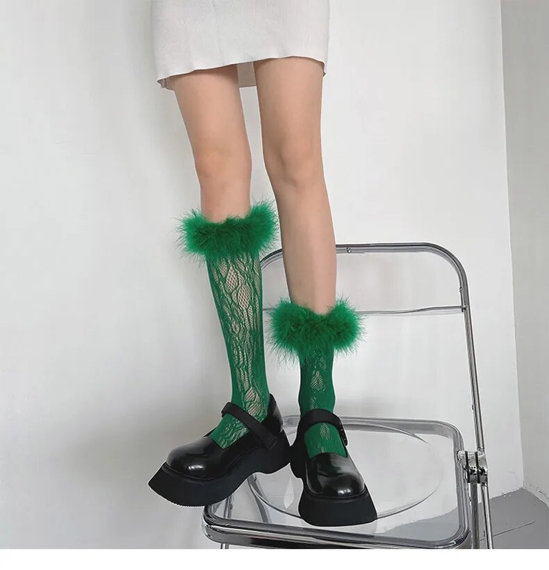 Feathery Lace Socks