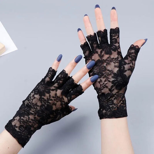 Witchcore Fingerless Lace Gloves
