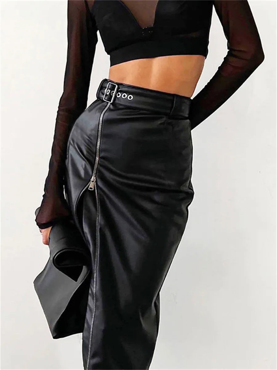 Vampira PU Leather High Waist Pencil Skirt