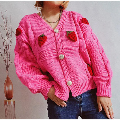 Strawberry Gal Knitted Cardigan