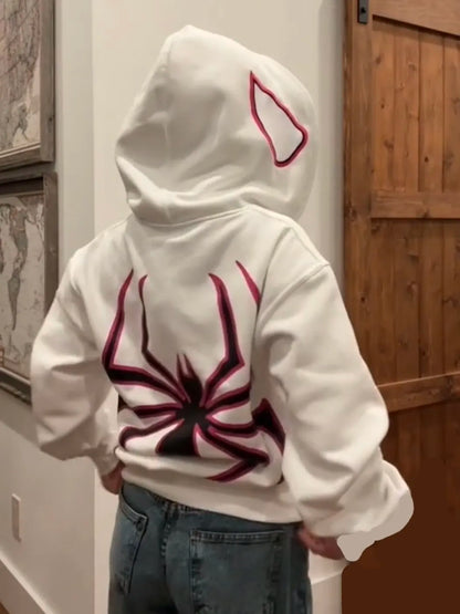 Y2k Spider Oversized Zip Up Hoodie