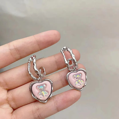 Heart-Shaped Cute Bear Earrings