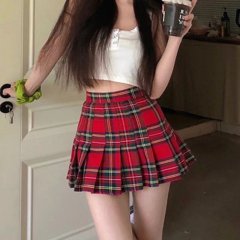 Preppy Plaid Pleated Mini Skirt