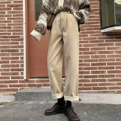 Vintage High Waist Corduroy Trousers