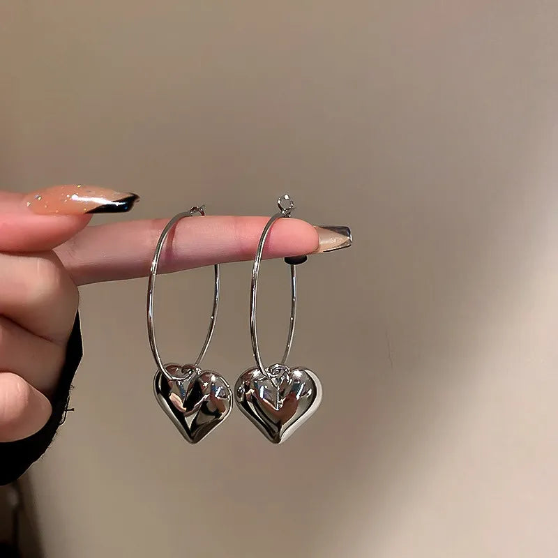 Nova Silver Heart Hoop Earrings