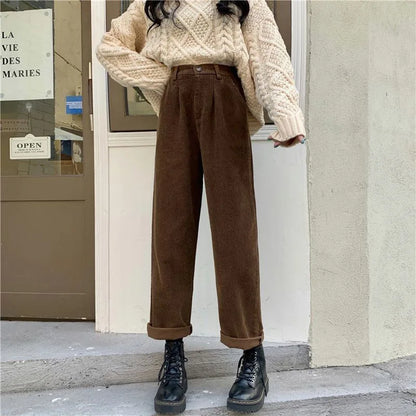 Vintage High Waist Corduroy Trousers