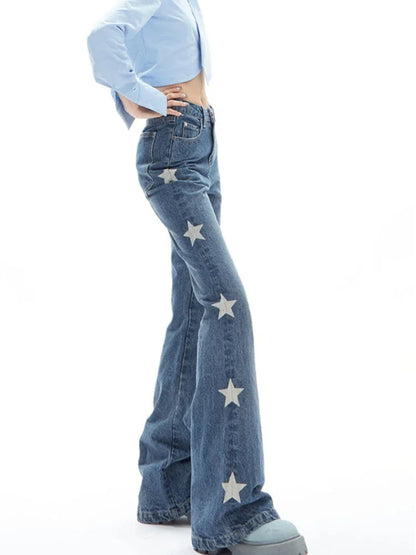 Y2K Vintage Blue Star Flare Jeans