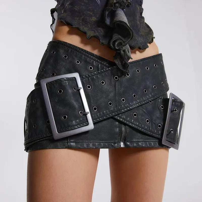 Grunge X Belt Mini Skirt