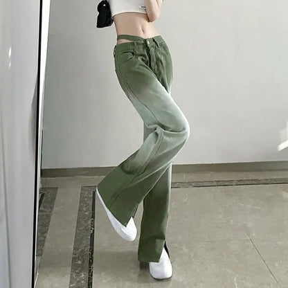 Y2K Green Gradient Loose Jeans